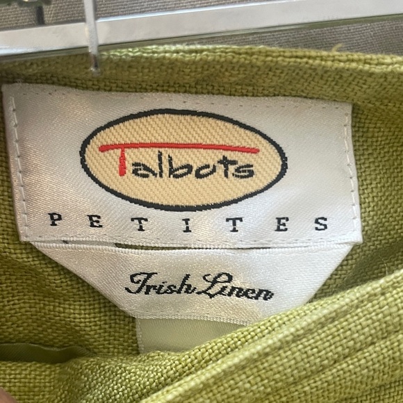 Talbots Petite Irish Linen Cropped Wide Leg Pants Olive Green Size 6 - Picture 3 of 8